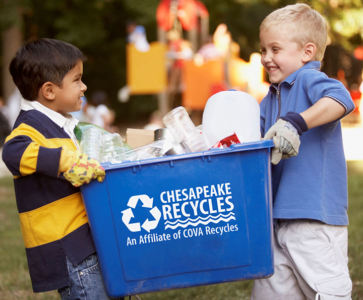 Kids Recycling for Chesapeake Recycles